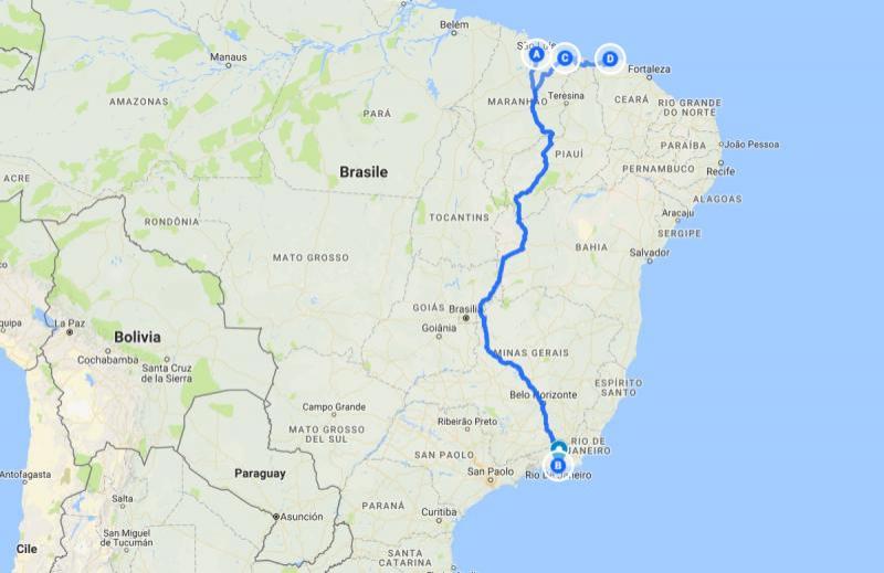 itinerario Brsile Rio e Maranhao
