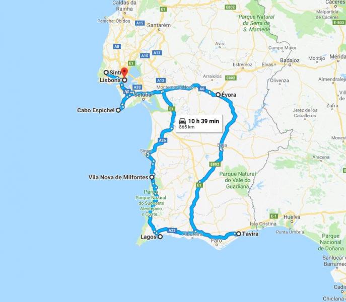Itinerario Portogallo sud